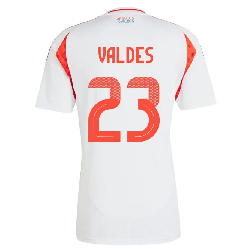 Danxen Mann Chile Francisco Valdés #23 Hvit Bortetrøye Drakt Trøye 24-26 Skjorter T-Skjorte