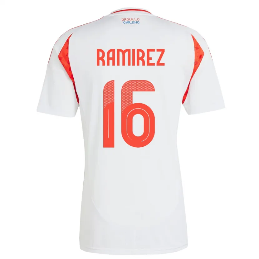 Danxen Mann Chile Vicente Ramírez #16 Hvit Bortetrøye Drakt Trøye 24-26 Skjorter T-Skjorte