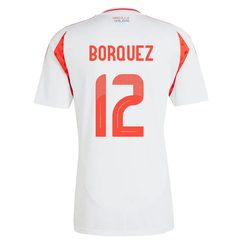 Danxen Mann Chile Gabriela Bórquez #12 Hvit Bortetrøye Drakt Trøye 24-26 Skjorter T-Skjorte