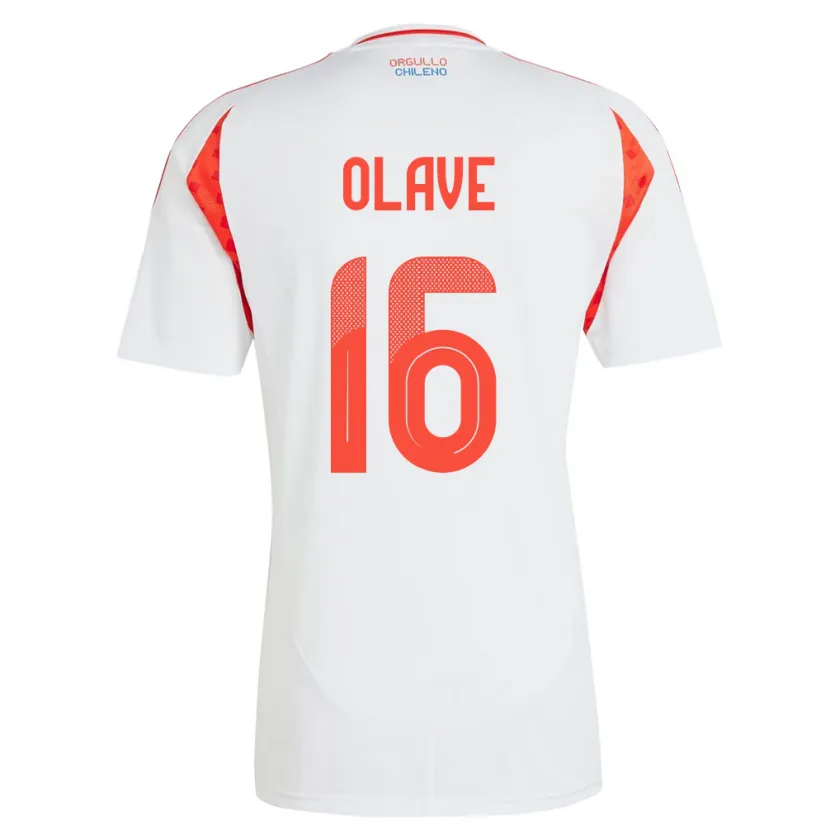Danxen Mann Chile Isidora Olave #16 Hvit Bortetrøye Drakt Trøye 24-26 Skjorter T-Skjorte