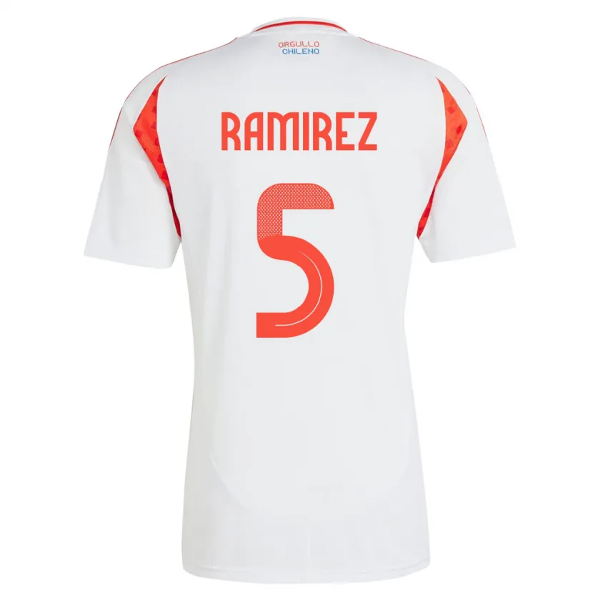 Danxen Mann Chile Fernanda Ramírez #5 Hvit Bortetrøye Drakt Trøye 24-26 Skjorter T-Skjorte