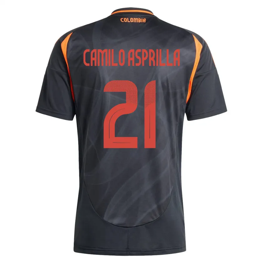 Danxen Mann Colombia Juan Camilo Asprilla #21 Svart Bortetrøye Drakt Trøye 24-26 Skjorter T-Skjorte