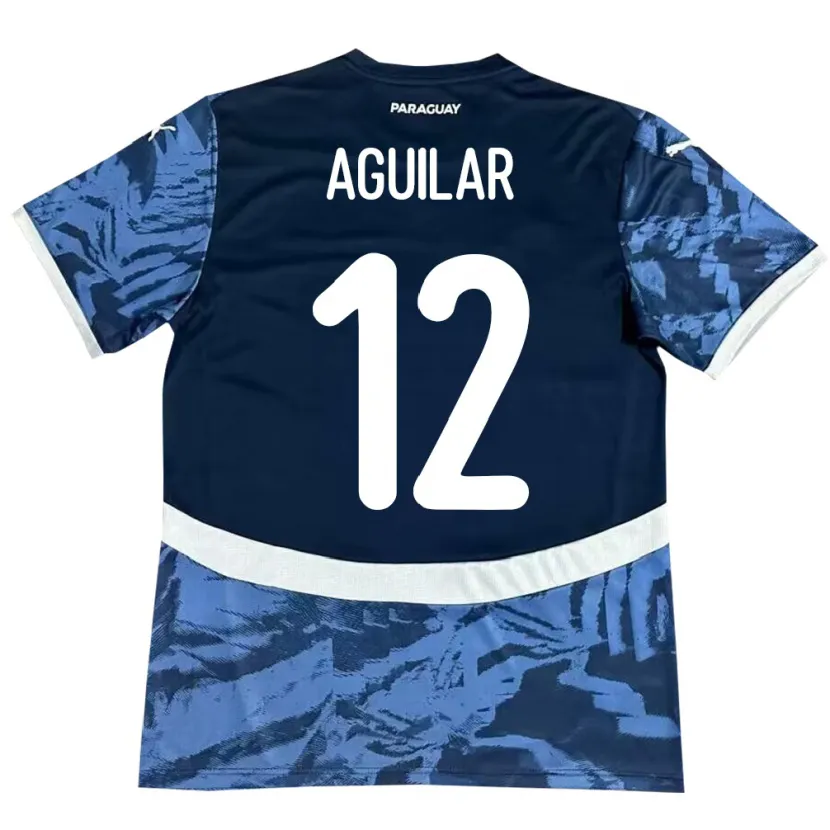 Danxen Mann Paraguay Alfredo Aguilar #12 Blå Bortetrøye Drakt Trøye 24-26 Skjorter T-Skjorte