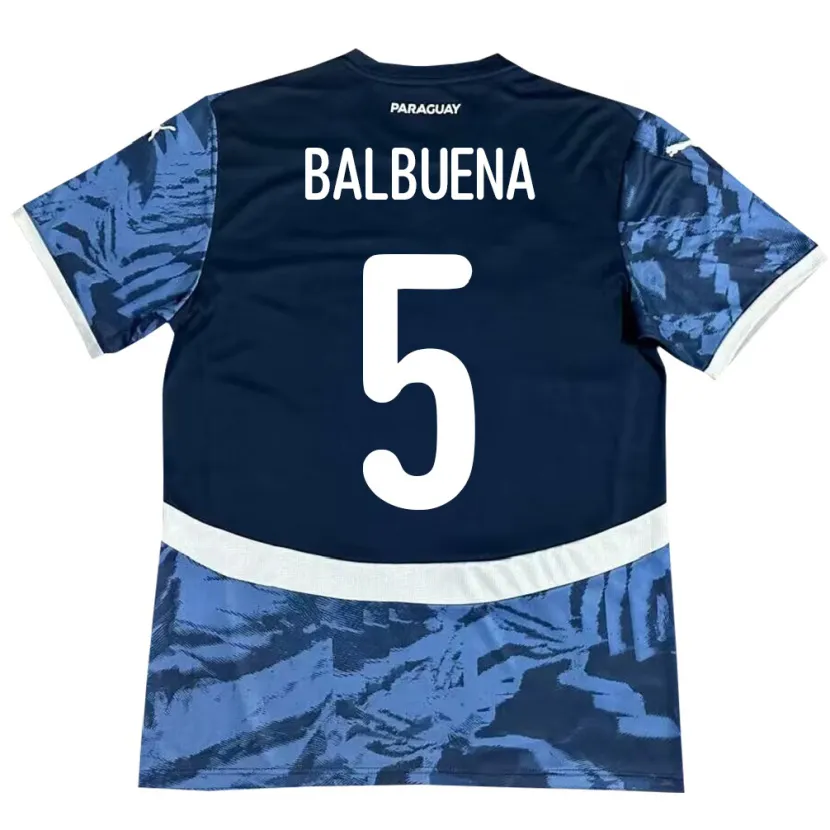 Danxen Mann Paraguay Fabián Balbuena #5 Blå Bortetrøye Drakt Trøye 24-26 Skjorter T-Skjorte