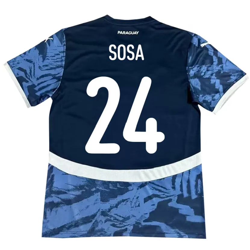 Danxen Mann Paraguay Ramón Sosa #24 Blå Bortetrøye Drakt Trøye 24-26 Skjorter T-Skjorte
