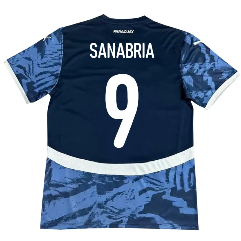 Danxen Mann Paraguay Antonio Sanabria #9 Blå Bortetrøye Drakt Trøye 24-26 Skjorter T-Skjorte