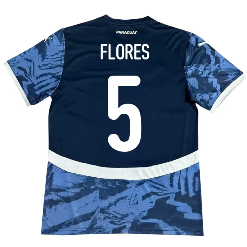 Danxen Mann Paraguay Gilberto Flores #5 Blå Bortetrøye Drakt Trøye 24-26 Skjorter T-Skjorte