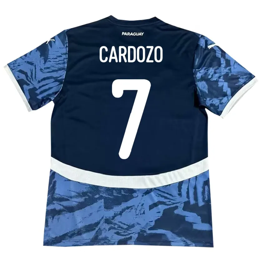 Danxen Mann Paraguay Fernando Cardozo #7 Blå Bortetrøye Drakt Trøye 24-26 Skjorter T-Skjorte