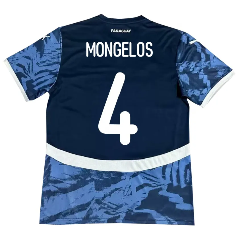 Danxen Mann Paraguay Rolando Mongelós #4 Blå Bortetrøye Drakt Trøye 24-26 Skjorter T-Skjorte