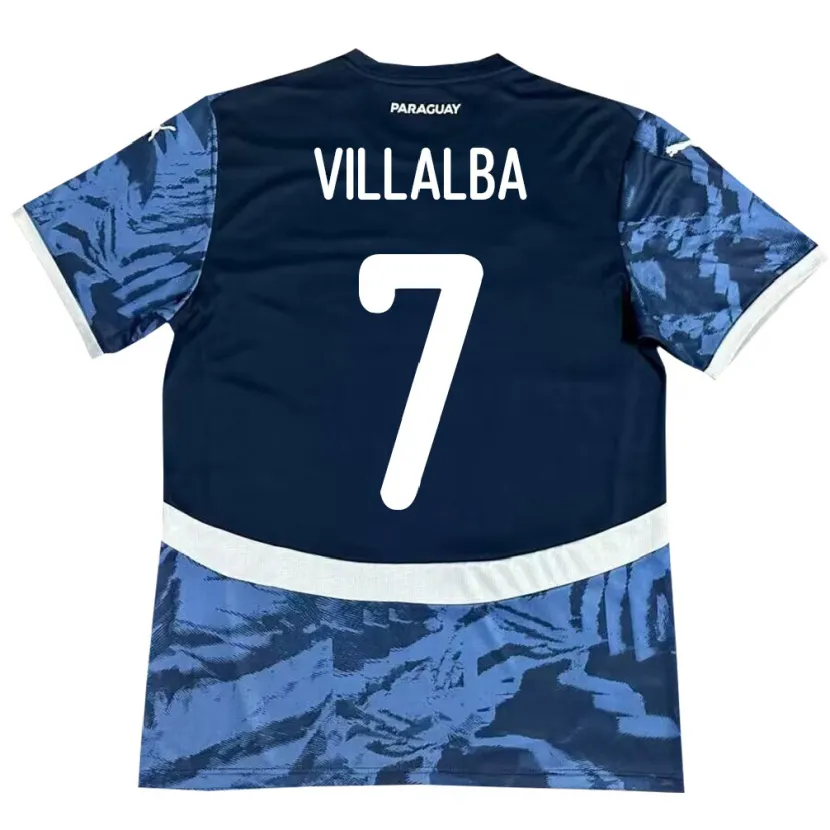 Danxen Mann Paraguay Rodrigo Villalba #7 Blå Bortetrøye Drakt Trøye 24-26 Skjorter T-Skjorte