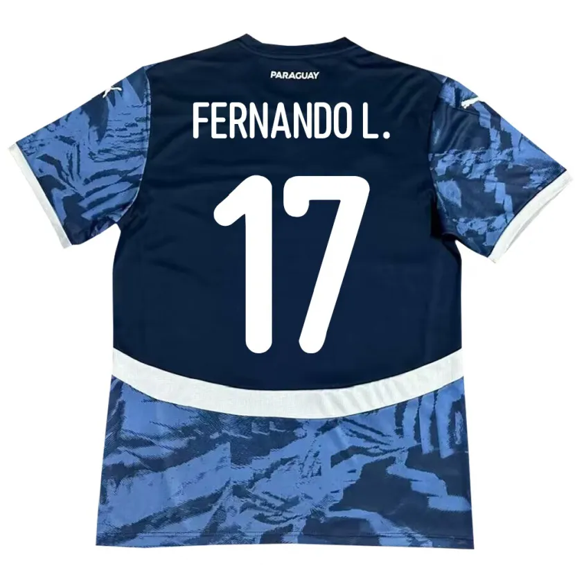 Danxen Mann Paraguay Fernando Leguizamón #17 Blå Bortetrøye Drakt Trøye 24-26 Skjorter T-Skjorte