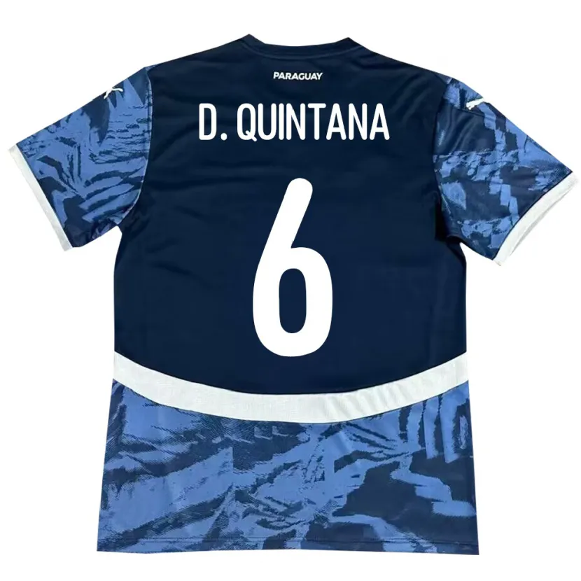 Danxen Mann Paraguay Dulce Quintana #6 Blå Bortetrøye Drakt Trøye 24-26 Skjorter T-Skjorte