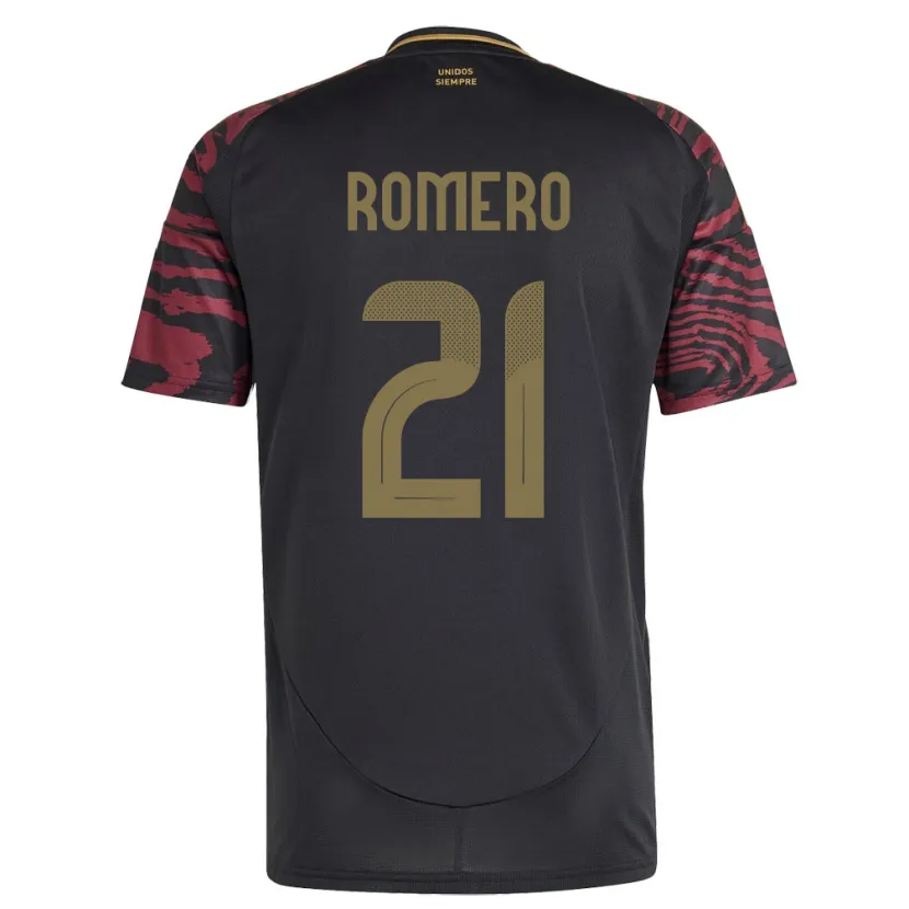 Danxen Mann Peru Diego Romero #21 Svart Bortetrøye Drakt Trøye 24-26 Skjorter T-Skjorte