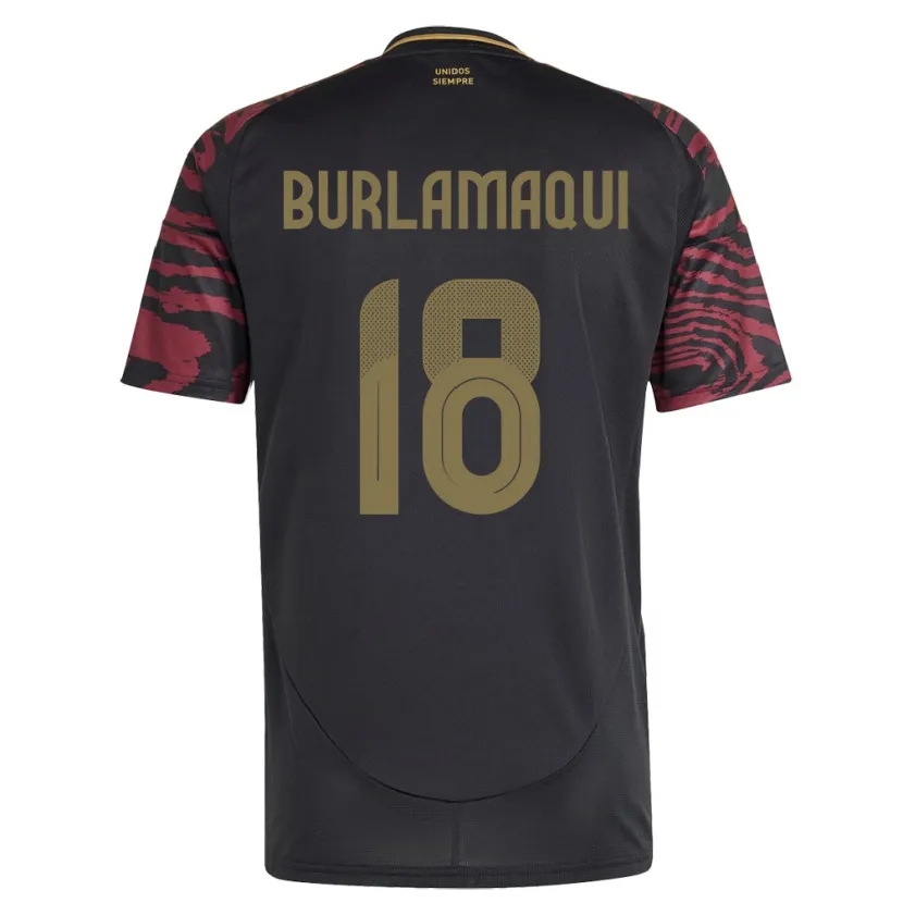 Danxen Mann Peru Alessandro Burlamaqui #18 Svart Bortetrøye Drakt Trøye 24-26 Skjorter T-Skjorte