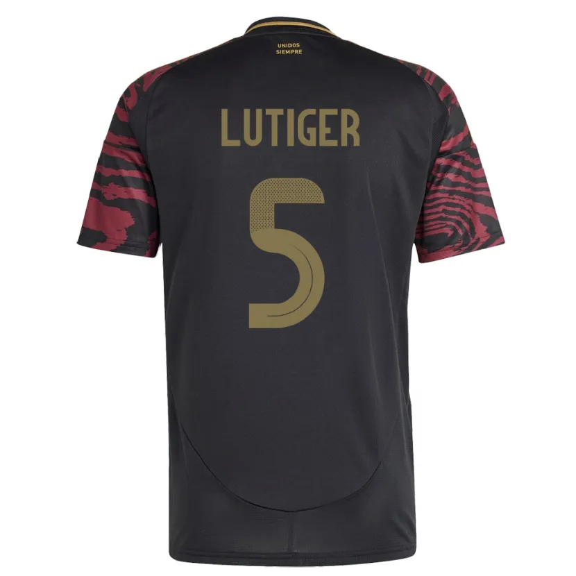 Danxen Mann Peru Rafael Lutiger #5 Svart Bortetrøye Drakt Trøye 24-26 Skjorter T-Skjorte