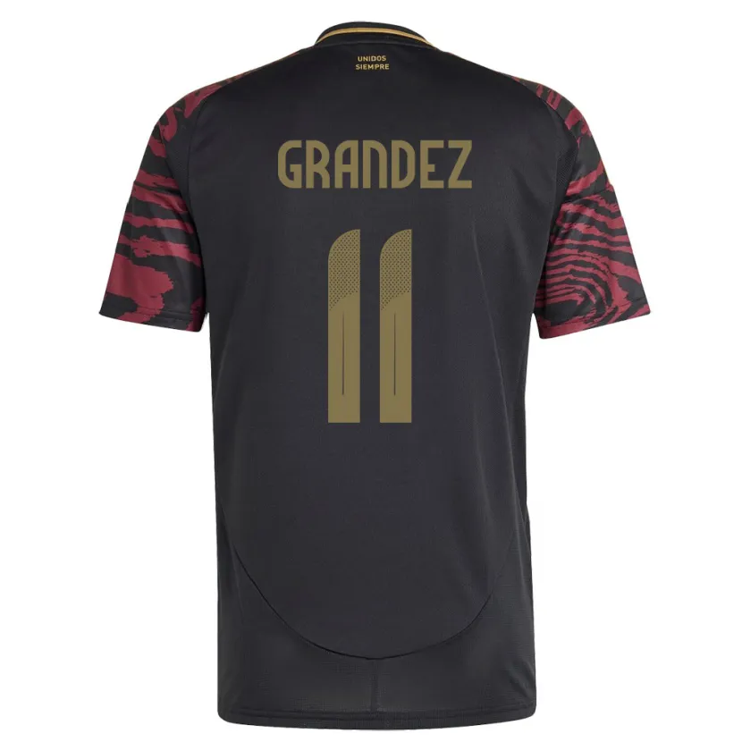 Danxen Mann Peru Guillermo Grández #11 Svart Bortetrøye Drakt Trøye 24-26 Skjorter T-Skjorte