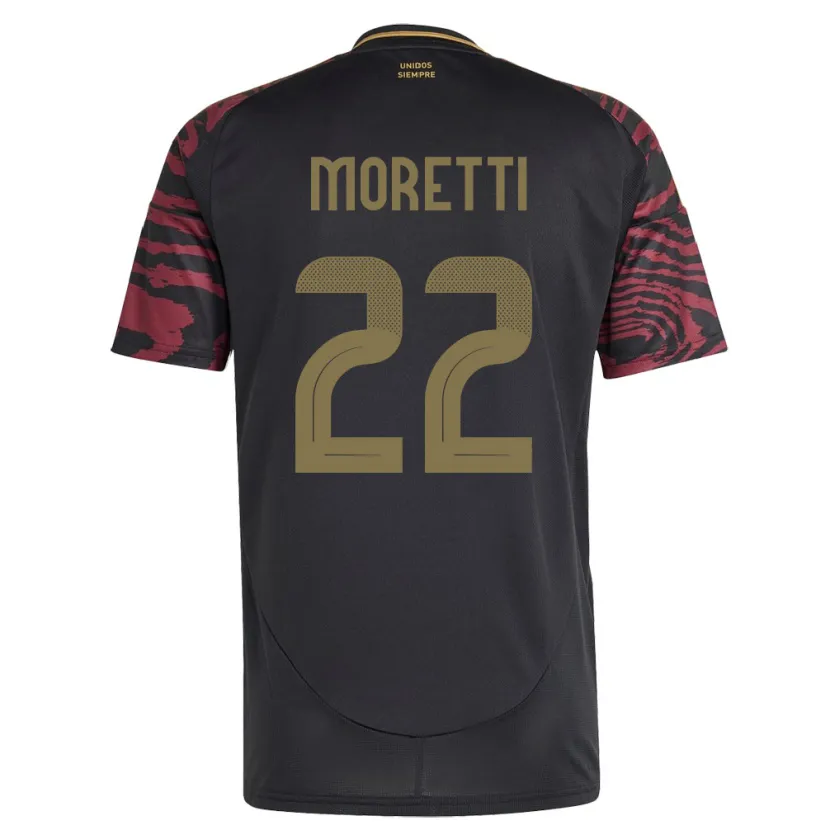 Danxen Mann Peru Jair Moretti #22 Svart Bortetrøye Drakt Trøye 24-26 Skjorter T-Skjorte