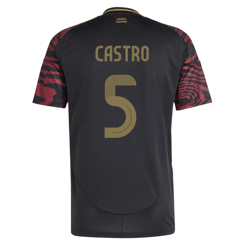 Danxen Mann Peru Rosa Castro #5 Svart Bortetrøye Drakt Trøye 24-26 Skjorter T-Skjorte