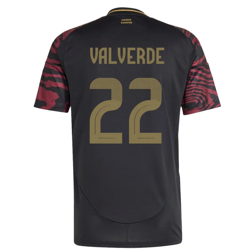 Danxen Mann Peru Malena Valverde #22 Svart Bortetrøye Drakt Trøye 24-26 Skjorter T-Skjorte