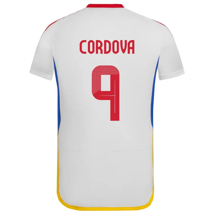 Danxen Mann Venezuela Sergio Córdova #9 Hvit Bortetrøye Drakt Trøye 24-26 Skjorter T-Skjorte
