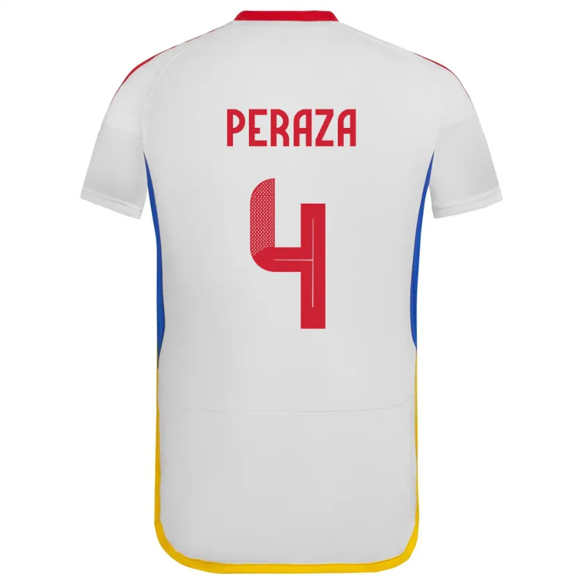 Danxen Mann Venezuela María Peraza #4 Hvit Bortetrøye Drakt Trøye 24-26 Skjorter T-Skjorte