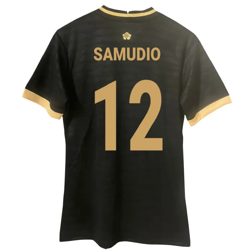 Danxen Mann Panama César Samudio #12 Svart Bortetrøye Drakt Trøye 24-26 Skjorter T-Skjorte
