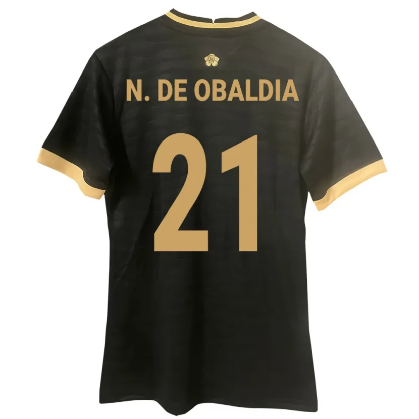 Danxen Mann Panama Nicole De Obaldía #21 Svart Bortetrøye Drakt Trøye 24-26 Skjorter T-Skjorte