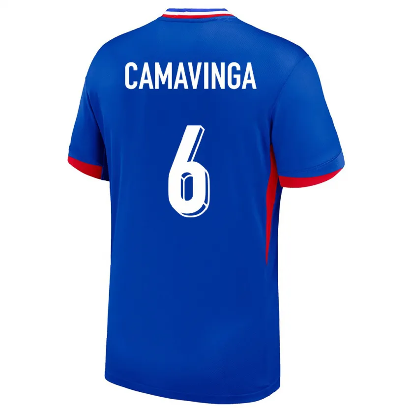 Danxen Dame Frankrike Eduardo Camavinga #6 Blå Hjemmetrøye Drakt Trøye 24-26 Skjorter T-Skjorte