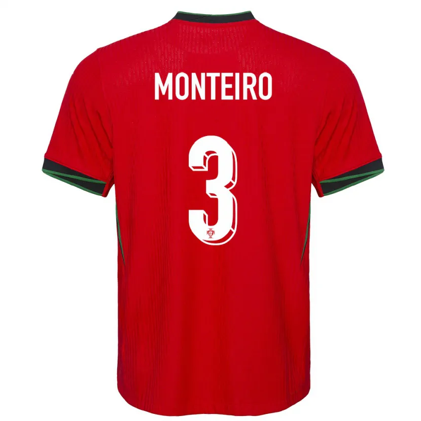 Danxen Dame Portugal Diogo Monteiro #3 Rød Hjemmetrøye Drakt Trøye 24-26 Skjorter T-Skjorte
