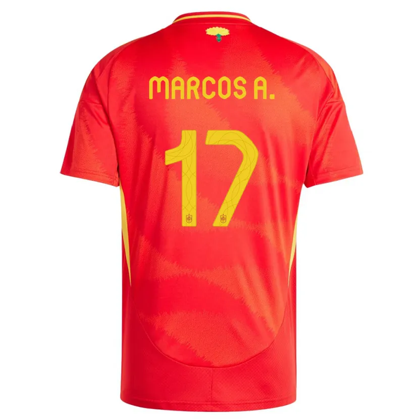 Danxen Dame Spania Marcos Alonso #17 Rød Hjemmetrøye Drakt Trøye 24-26 Skjorter T-Skjorte