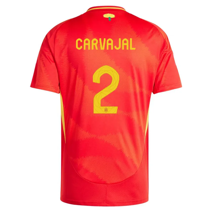 Danxen Dame Spania Daniel Carvajal #2 Rød Hjemmetrøye Drakt Trøye 24-26 Skjorter T-Skjorte