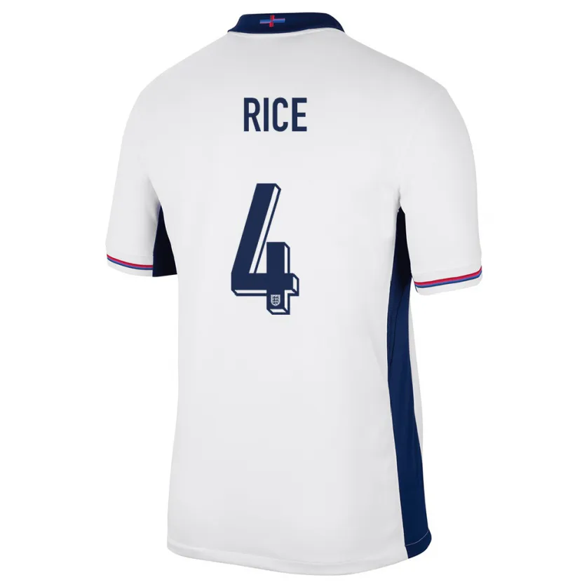 Danxen Dame England Declan Rice #4 Hvit Hjemmetrøye Drakt Trøye 24-26 Skjorter T-Skjorte