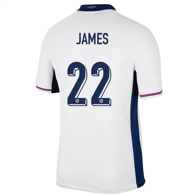 Danxen Dame England Lauren James #22 Hvit Hjemmetrøye Drakt Trøye 24-26 Skjorter T-Skjorte
