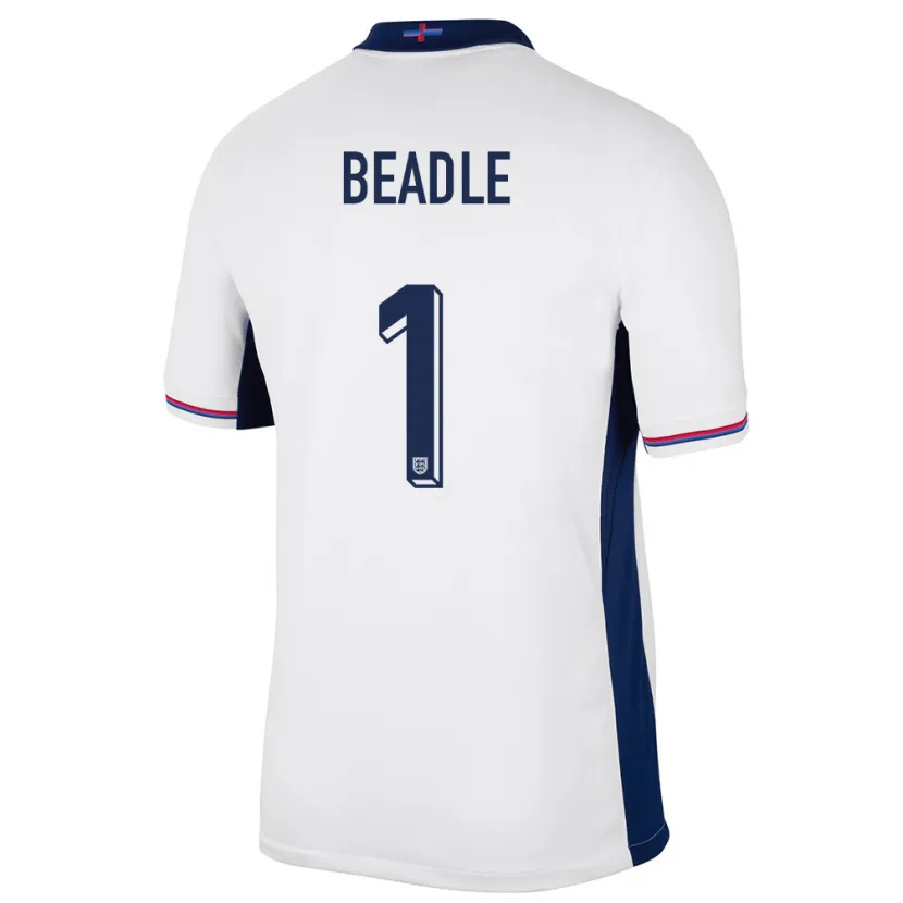 Danxen Dame England James Beadle #1 Hvit Hjemmetrøye Drakt Trøye 24-26 Skjorter T-Skjorte