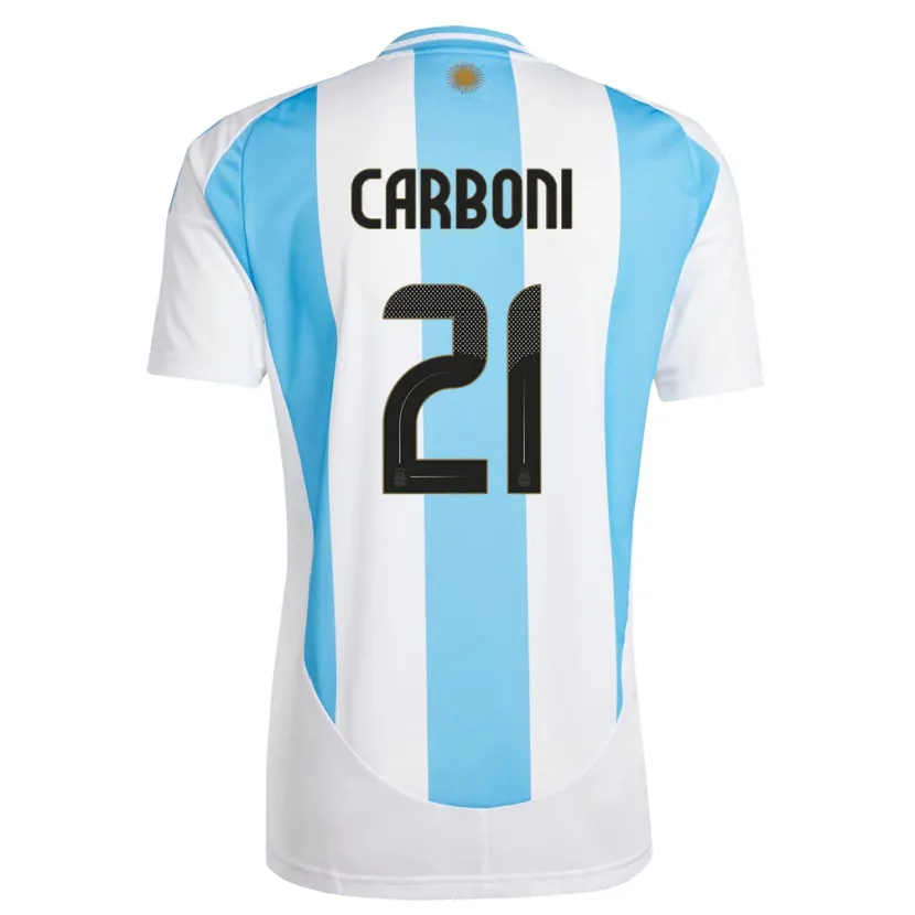 Danxen Dame Argentina Valentin Carboni #21 Hvit Blå Hjemmetrøye Drakt Trøye 24-26 Skjorter T-Skjorte