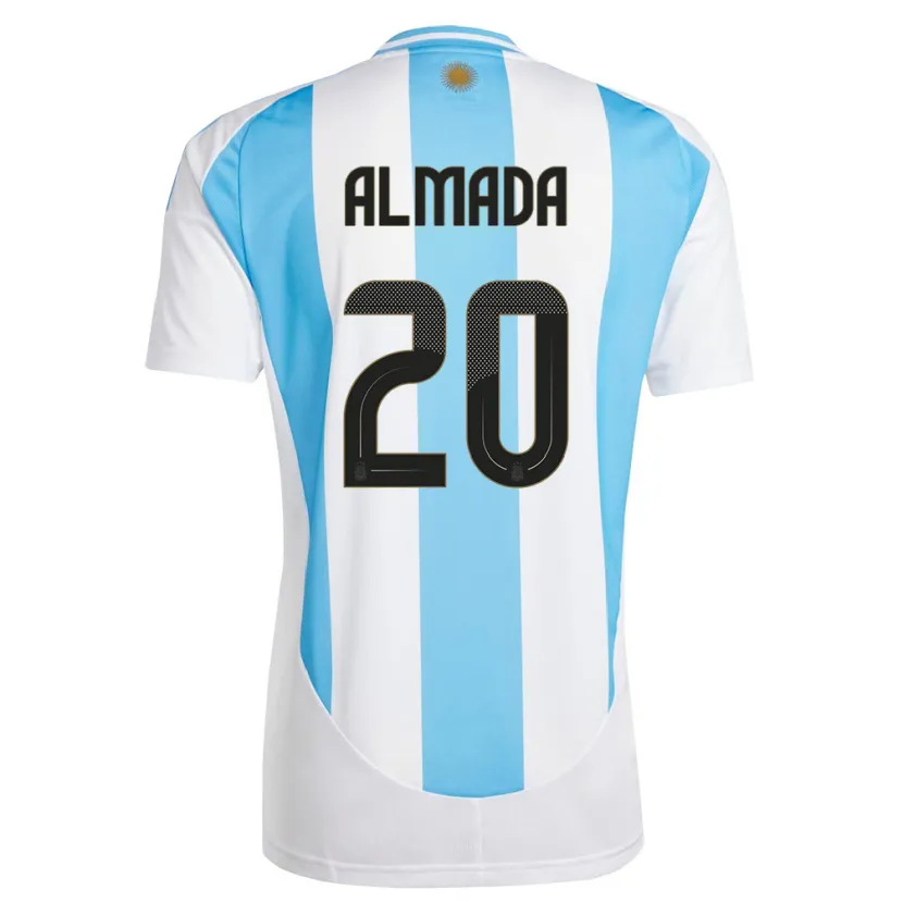 Danxen Dame Argentina Thiago Almada #20 Hvit Blå Hjemmetrøye Drakt Trøye 24-26 Skjorter T-Skjorte