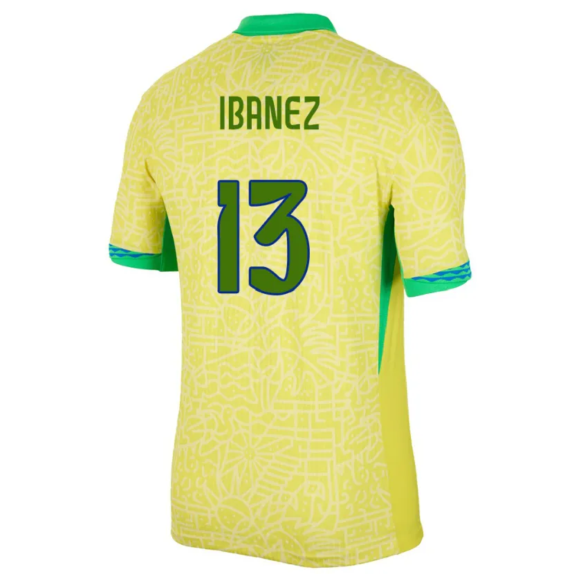 Danxen Dame Brasil Roger Ibanez #13 Gul Hjemmetrøye Drakt Trøye 24-26 Skjorter T-Skjorte