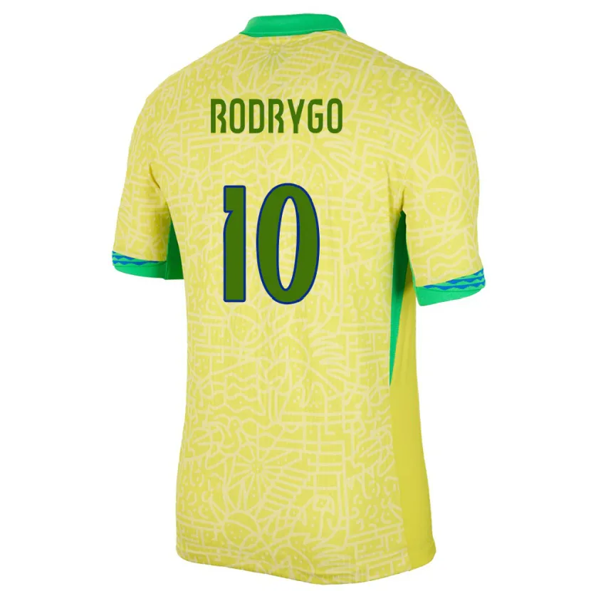 Danxen Dame Brasil Rodrygo #10 Gul Hjemmetrøye Drakt Trøye 24-26 Skjorter T-Skjorte