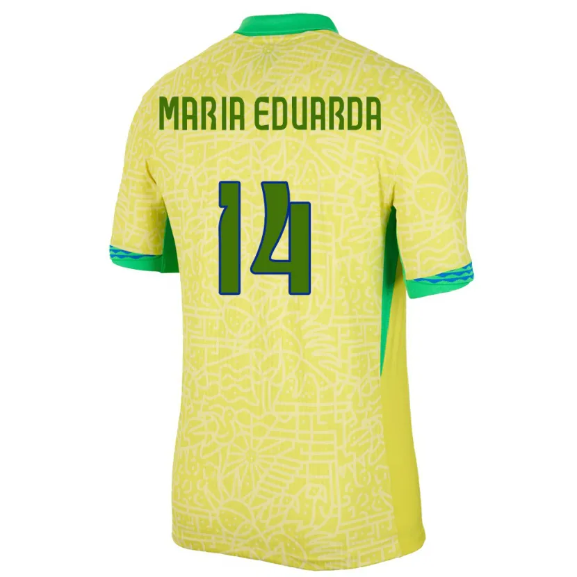 Danxen Dame Brasil Maria Eduarda #14 Gul Hjemmetrøye Drakt Trøye 24-26 Skjorter T-Skjorte