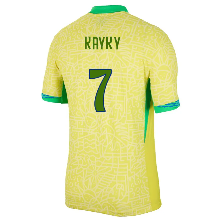 Danxen Dame Brasil Kayky #7 Gul Hjemmetrøye Drakt Trøye 24-26 Skjorter T-Skjorte