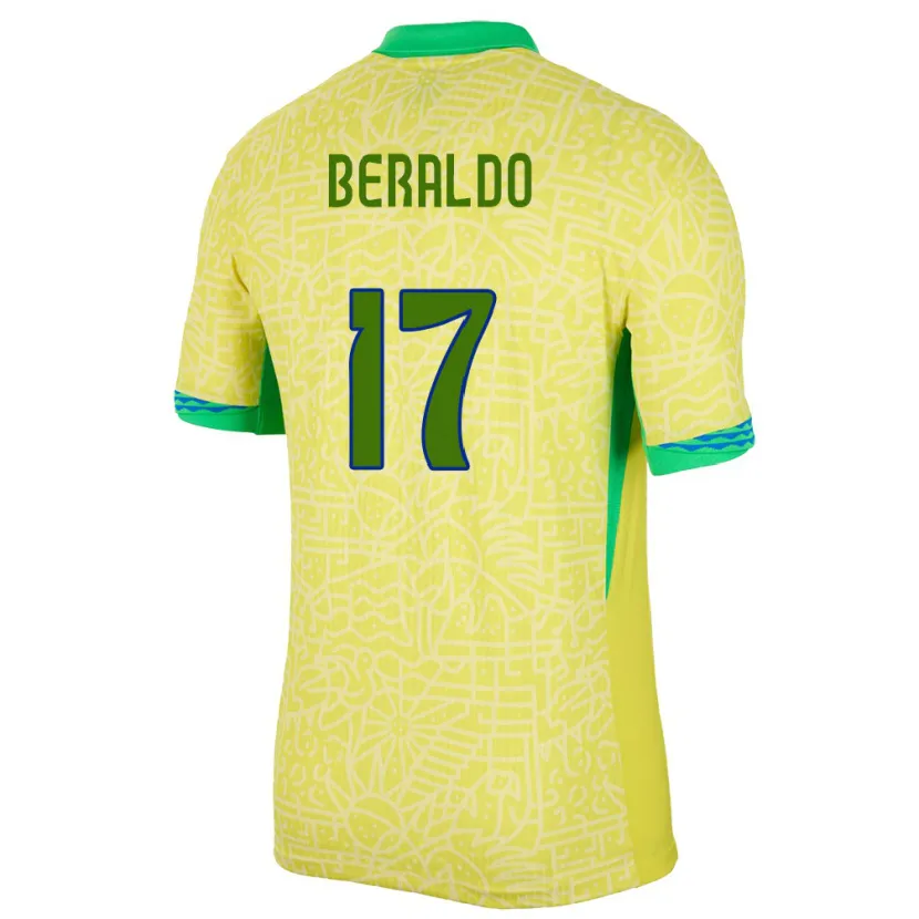 Danxen Dame Brasil Lucas Beraldo #17 Gul Hjemmetrøye Drakt Trøye 24-26 Skjorter T-Skjorte