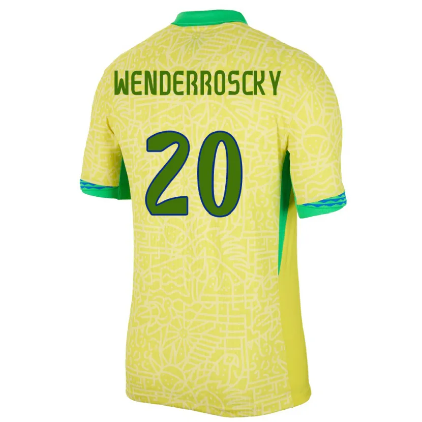 Danxen Dame Brasil Arthur Wenderroscky #20 Gul Hjemmetrøye Drakt Trøye 24-26 Skjorter T-Skjorte