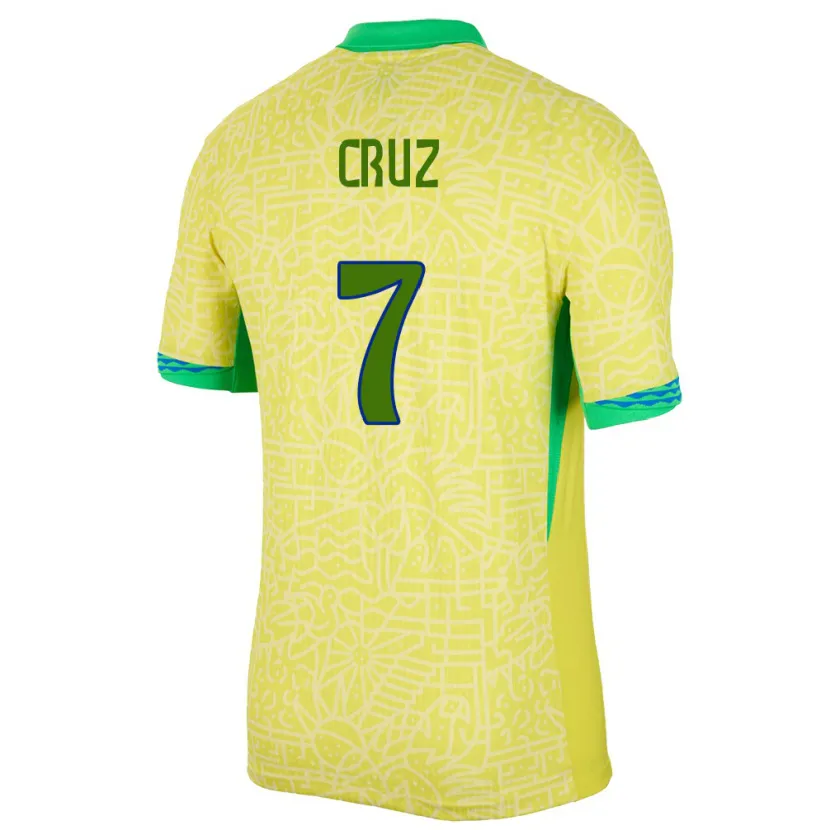 Danxen Dame Brasil Joao Cruz #7 Gul Hjemmetrøye Drakt Trøye 24-26 Skjorter T-Skjorte