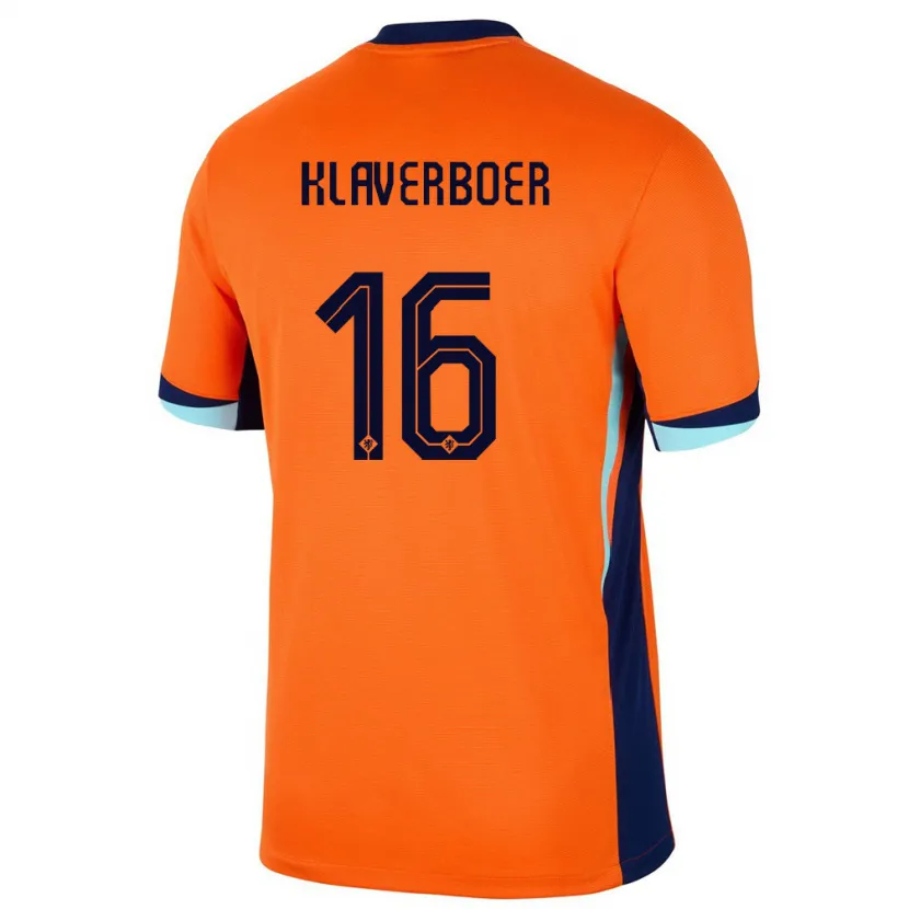 Danxen Dame Nederland Bernt Klaverboer #16 Oransje Hjemmetrøye Drakt Trøye 24-26 Skjorter T-Skjorte