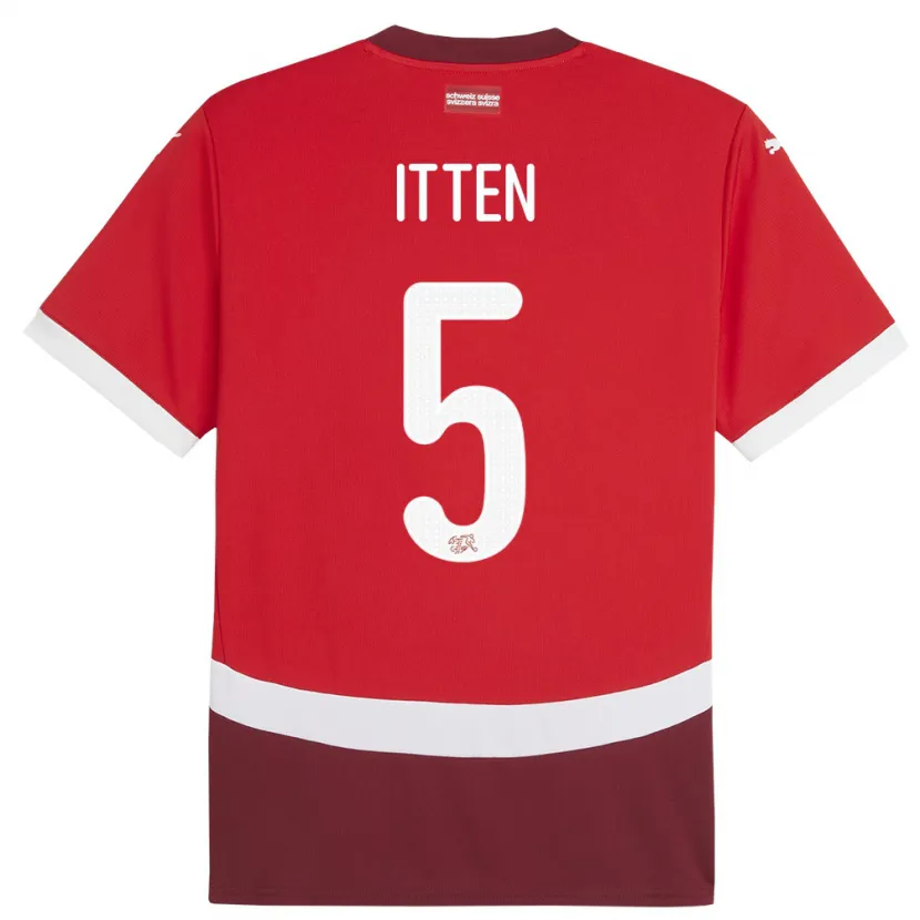 Danxen Dame Sveits Cedric Itten #5 Rød Hjemmetrøye Drakt Trøye 24-26 Skjorter T-Skjorte
