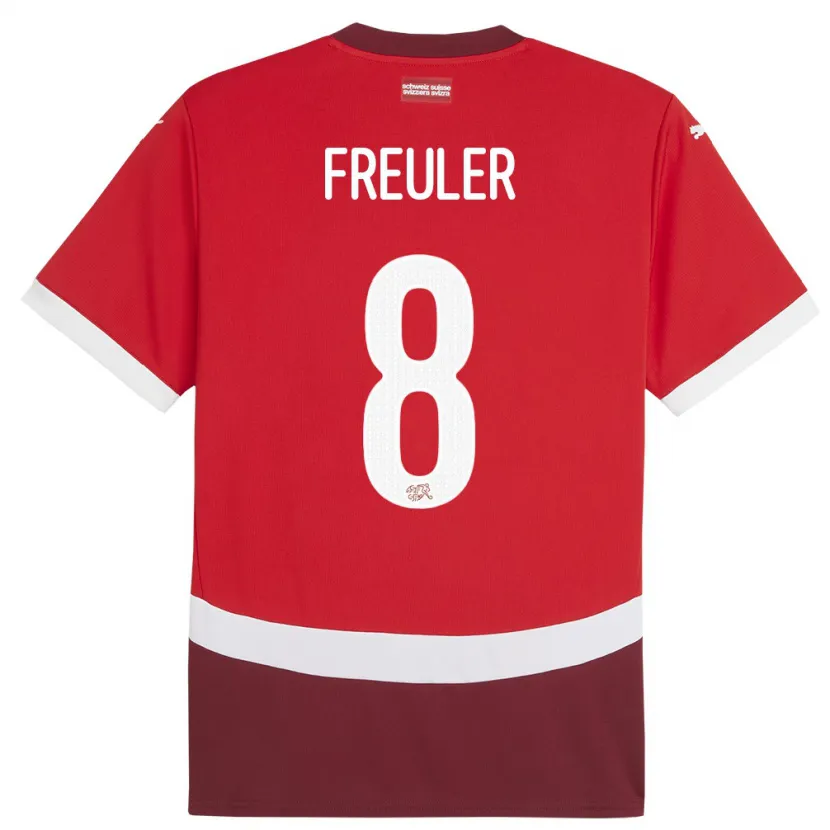 Danxen Dame Sveits Remo Freuler #8 Rød Hjemmetrøye Drakt Trøye 24-26 Skjorter T-Skjorte