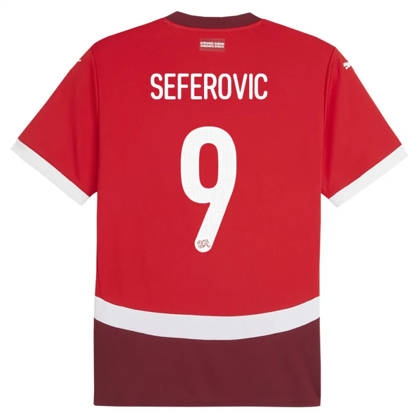 Danxen Dame Sveits Haris Seferovic #9 Rød Hjemmetrøye Drakt Trøye 24-26 Skjorter T-Skjorte