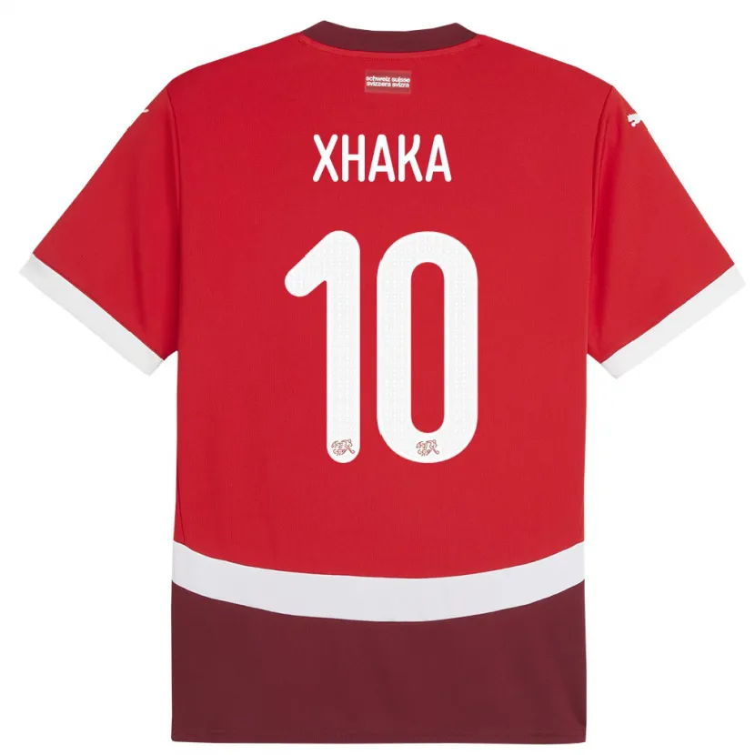 Danxen Dame Sveits Granit Xhaka #10 Rød Hjemmetrøye Drakt Trøye 24-26 Skjorter T-Skjorte