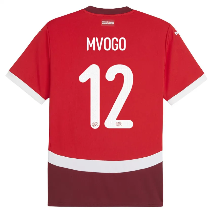 Danxen Dame Sveits Yvon Mvogo #12 Rød Hjemmetrøye Drakt Trøye 24-26 Skjorter T-Skjorte