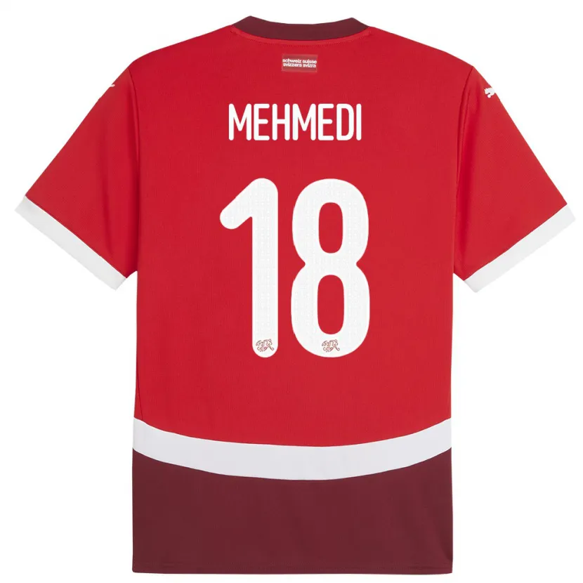 Danxen Dame Sveits Admir Mehmedi #18 Rød Hjemmetrøye Drakt Trøye 24-26 Skjorter T-Skjorte